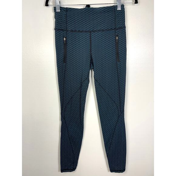 Lululemon Women's 6 Teal Black Legging Athletic Gym Everyday Stretchy Workout - Picture 1 of 10